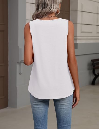 Pleated V-Neck Loose Tank Top