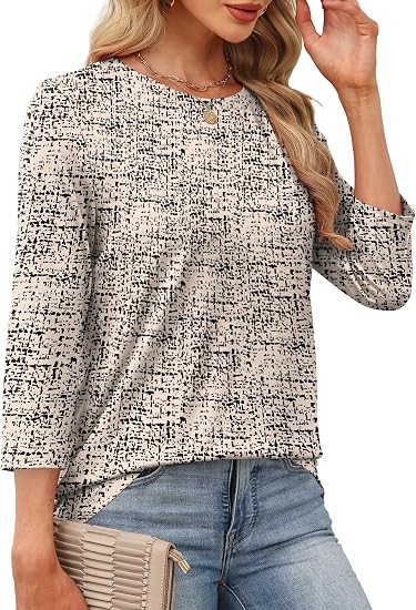 Loose Three-Quarter Sleeve Crew Top