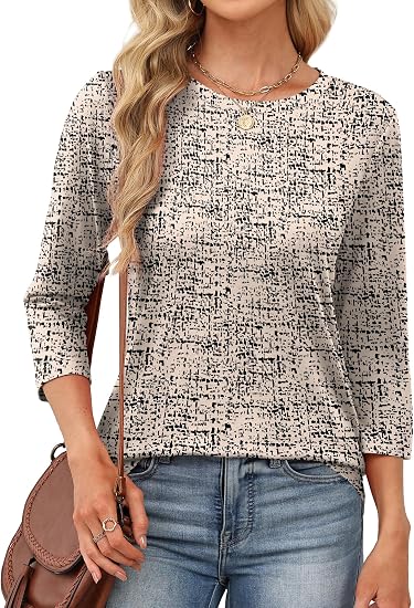 Loose Three-Quarter Sleeve Crew Top