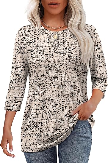 Loose Three-Quarter Sleeve Crew Top