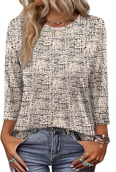 Loose Three-Quarter Sleeve Crew Top